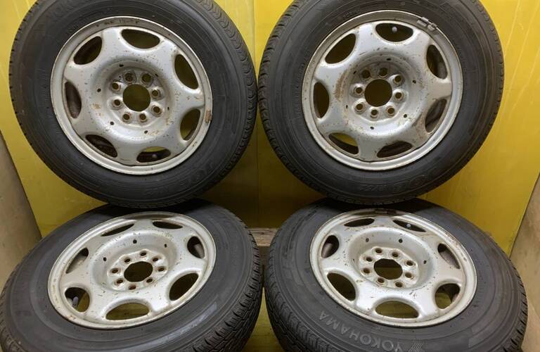 ほぼ未使用バリ溝イボ付き！！ヨコハマ JOB　RY52 165R14 8PR　スチールホイール4本セット